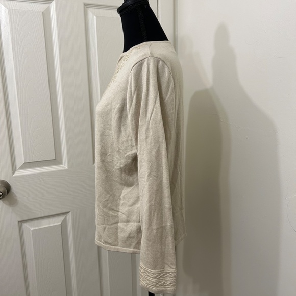 Architect Cream Vintage Pullover Sweater With Beading and Embroidery Size Large - Picture 2 of 6